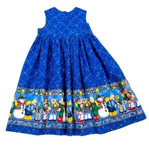 Vtg Jelly Bean Junction Border Fabric Beary Angelic Handcrafted Girl Dress READ